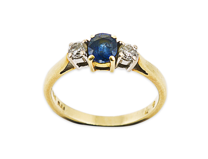 Appraisal: A sapphire and diamond set ring claw set with an