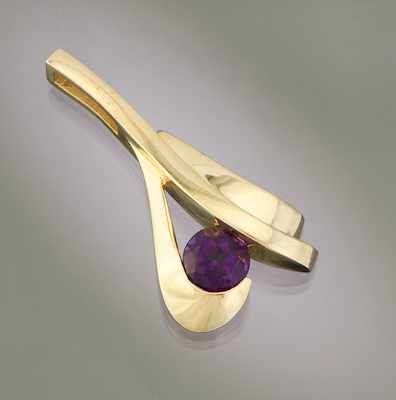 Appraisal: A John Atencio Gold and Amethyst Pendant yellow gold pendant