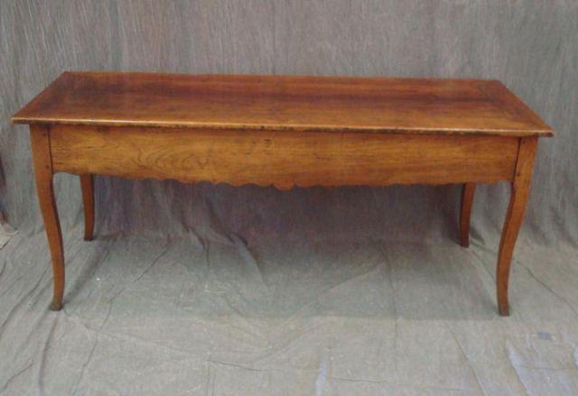 Appraisal: th th French Drawer Harvest Table Beautiful patina and scalloped