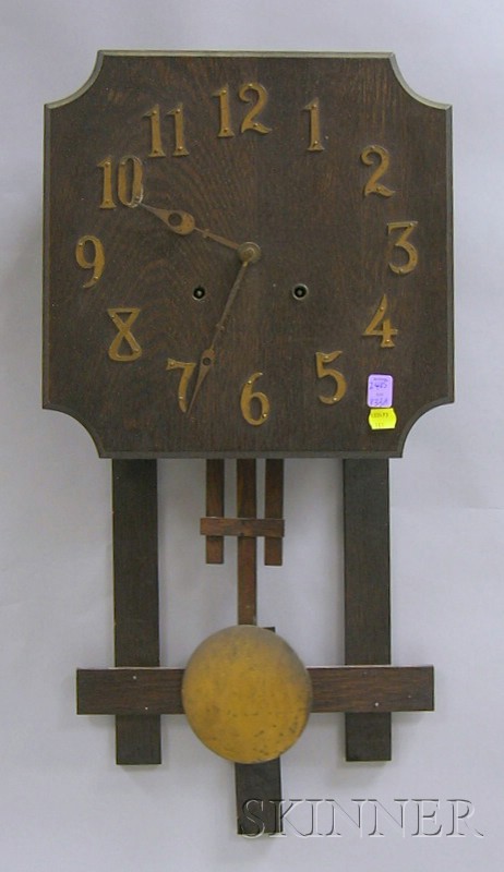 Appraisal: Mission Oak Wall Clock The National Clock Mfg Co Chicago