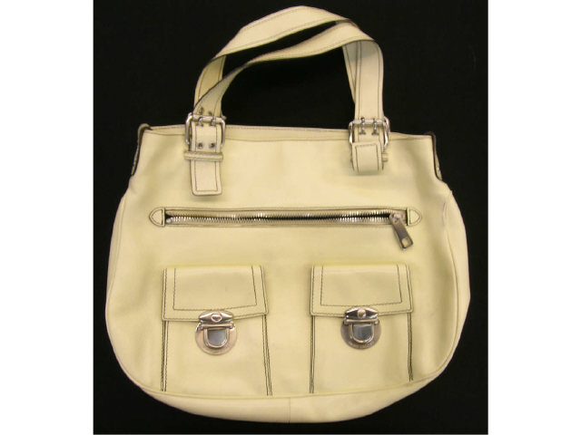 Appraisal: Ivory leather Marc Jacobs double pocket messenger style handbag with