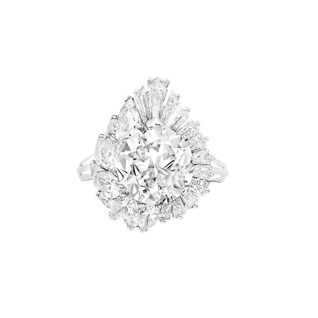 Appraisal: Platinum and Diamond Ring with Gold Jacket kt the pear-shaped