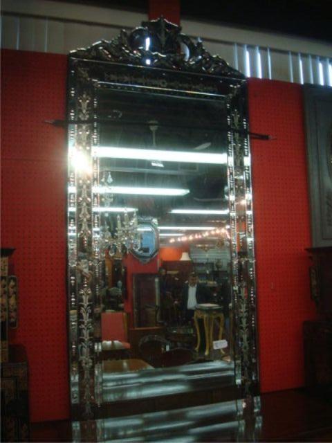 Appraisal: Large Venetian Style Etched Glass Mirror Dimensions wide x