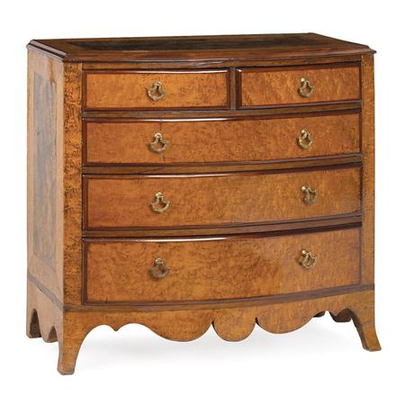 Appraisal: George III Style Walnut Maple and Mahogany Diminutive Chest of