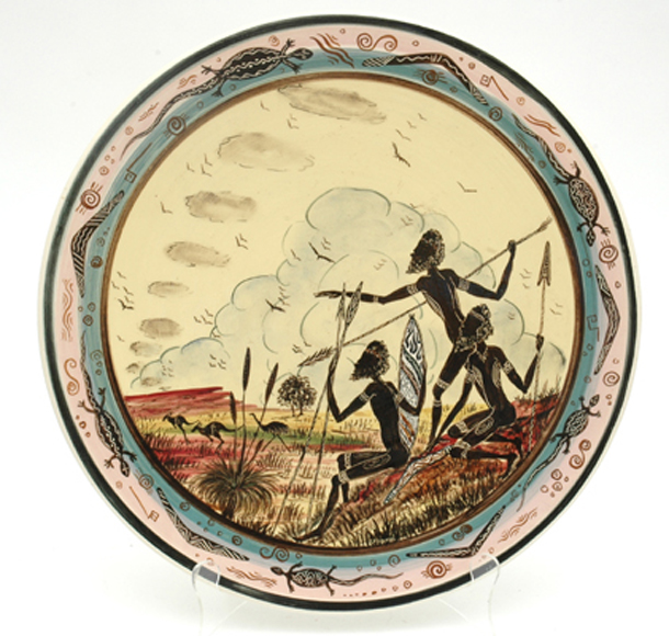 Appraisal: GUY MARTIN BOYD Victoria circa Substantial circular earthenware charger painted