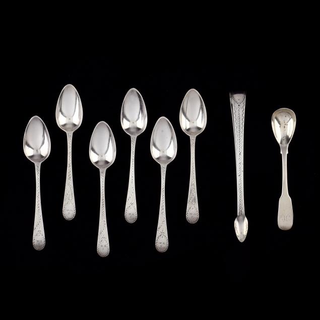 Appraisal: A GROUPING OF EIGHT GEORGE III SILVER FLATWARE ITEMS The