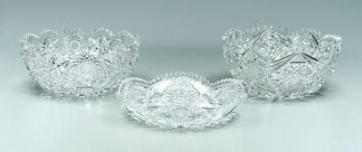 Appraisal: Three cut glass bowls one with snowflakes and hobstars signed