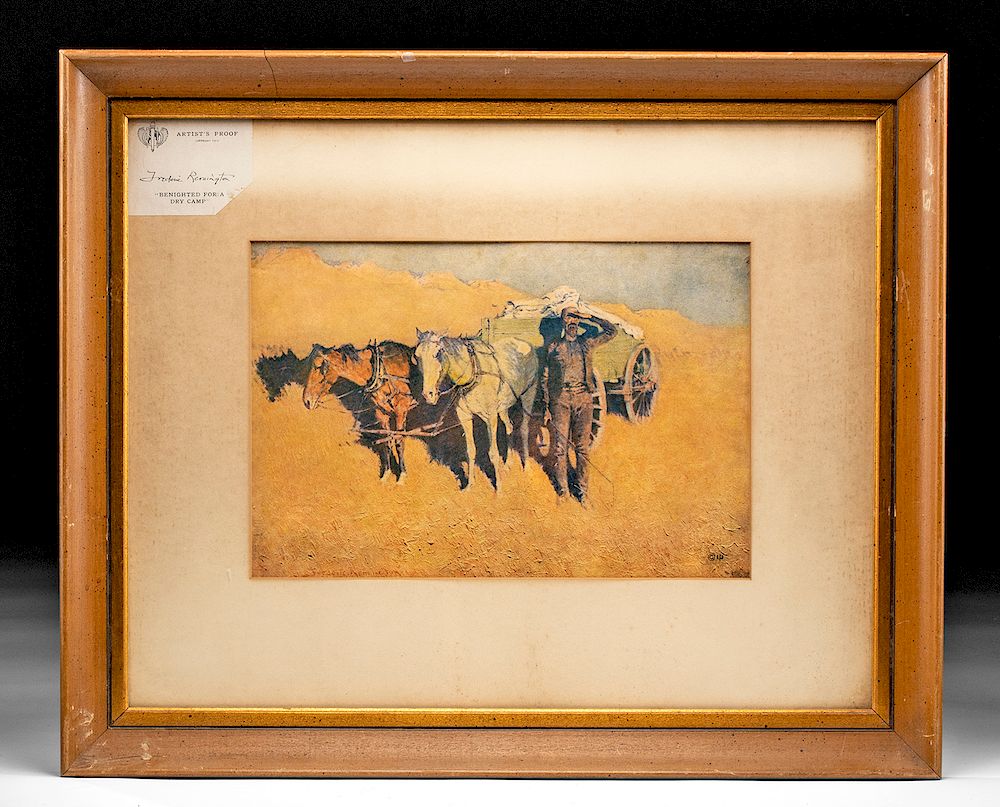 Appraisal: Framed Remington Artist Proof - Dry Camp - Frederic Remington