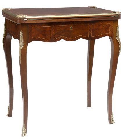 Appraisal: French Louis XV style rosewood flip-top games table late th