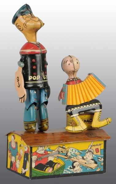 Appraisal: Tin Marx Popeye Olive Roof Dancing Wind-Up Toy Description American