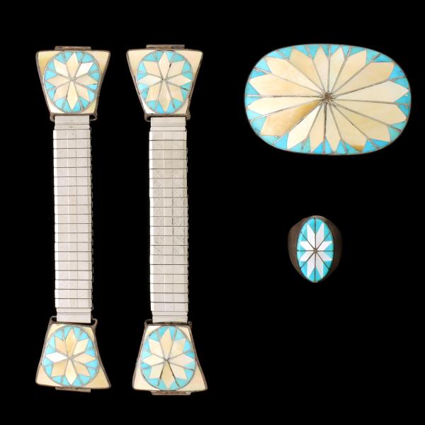 Appraisal: INLAID ZUNI JEWELRY SIGNED ROBERTA BANKETEWAThe collection as shown with