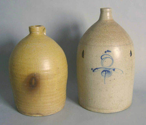 Appraisal: Two stoneware jugs th c one impressed A L Hyssong