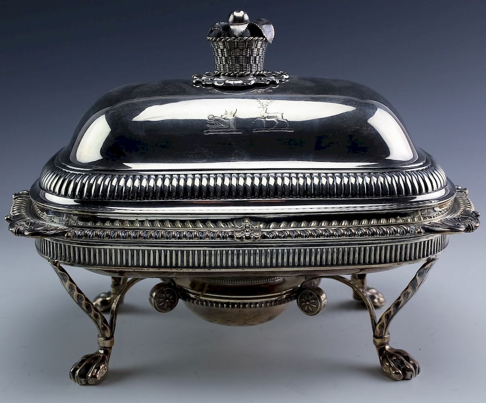 Appraisal: Benjamin Smith c English Silver Chafing Dish Antique Benjamin Smith