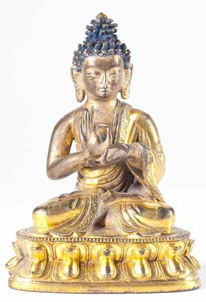 Appraisal: Siamese Gilt Bronze Buddhapossibly th century hollow cast bronze figure