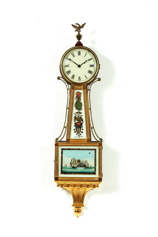 Appraisal: BANJO CLOCK American nd quarter- th century mahogany and gilt