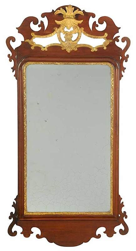 Appraisal: Chippendale Mahogany Parcel Gilt Mirror probably British - elaborately shaped