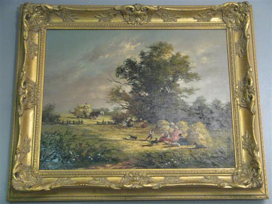 Appraisal: Gudrun Sibbons harvest landscape signed oil on canvas h w