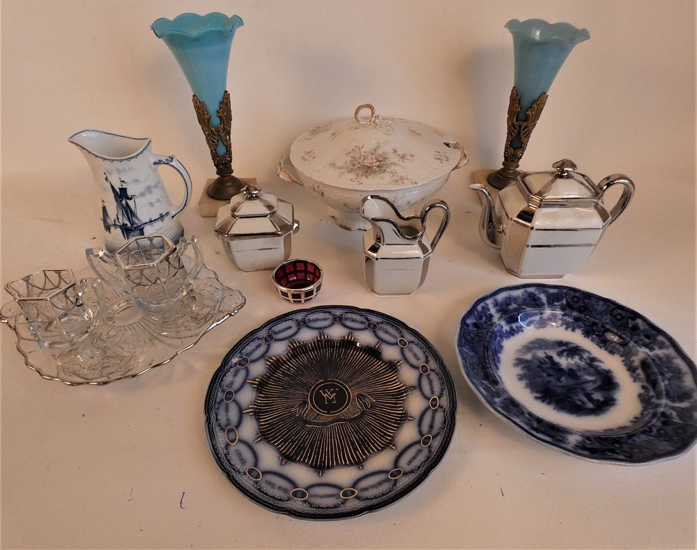 Appraisal: ASSORTED OLD GLASS CHINA LOT pieces of assorted estate glass