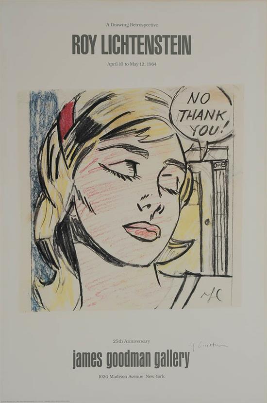 Appraisal: Roy Lichtenstein American - No Thank You Offset lithograph in