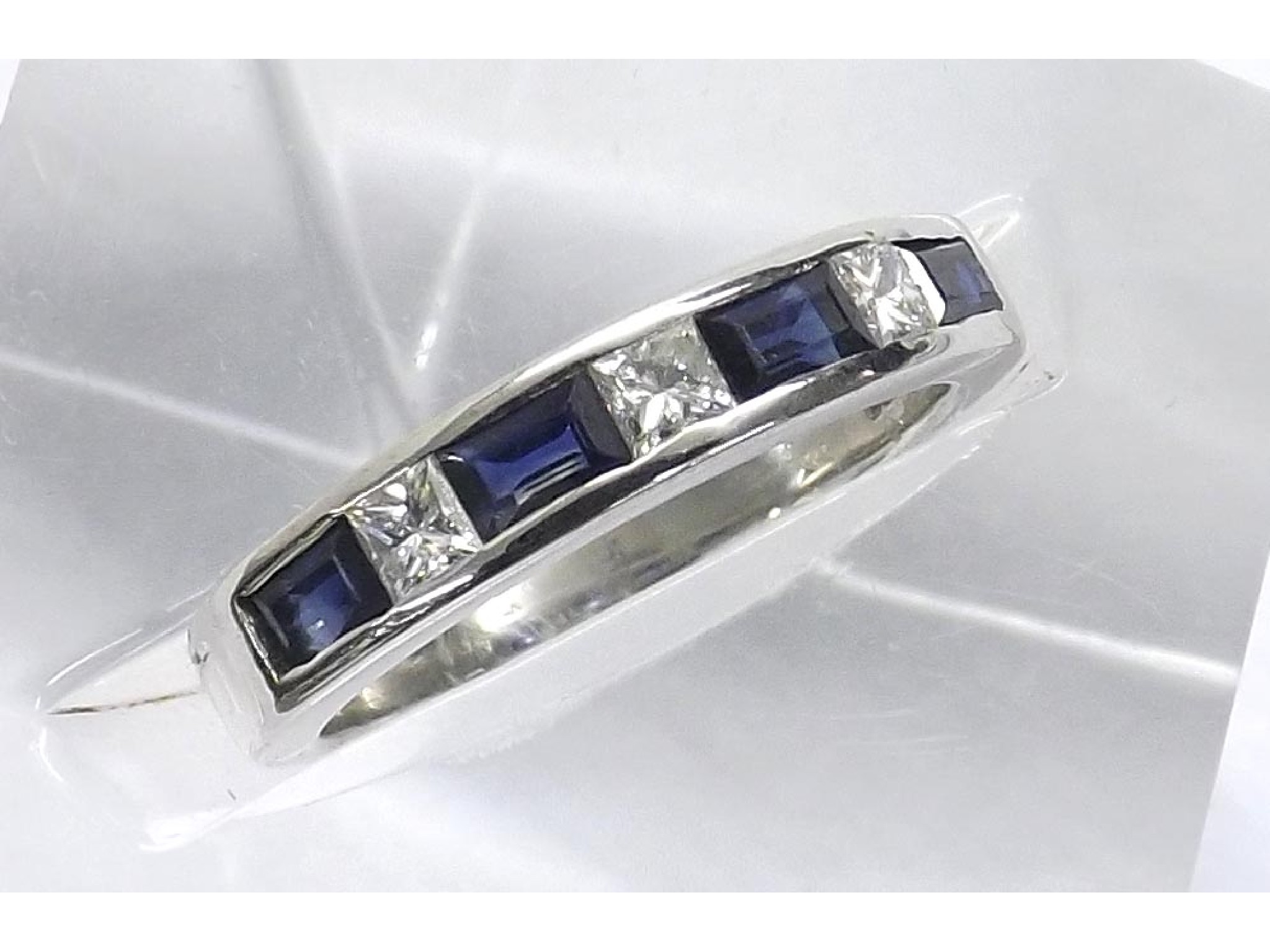 Appraisal: - -h Modern ct white gold diamond and sapphire half