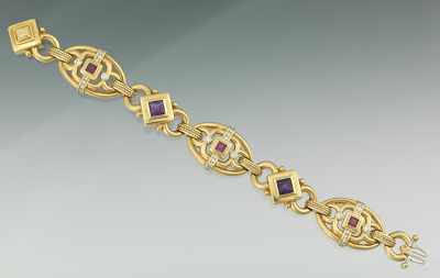 Appraisal: A SeidenGang k Gold Amethyst and Diamond Bracelet k yellow