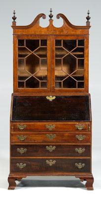 Appraisal: American Chippendale desk bookcase cherry with pine secondary dovetailed two-case