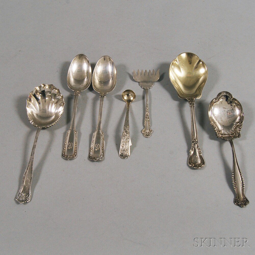 Appraisal: Seven Sterling Silver Flatware Serving Items makers include Gorham Towle