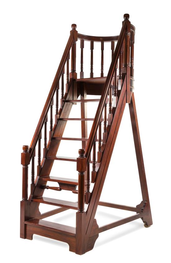 Appraisal: Sale Lot A Georgian Style Mahogany Library Ladder th century