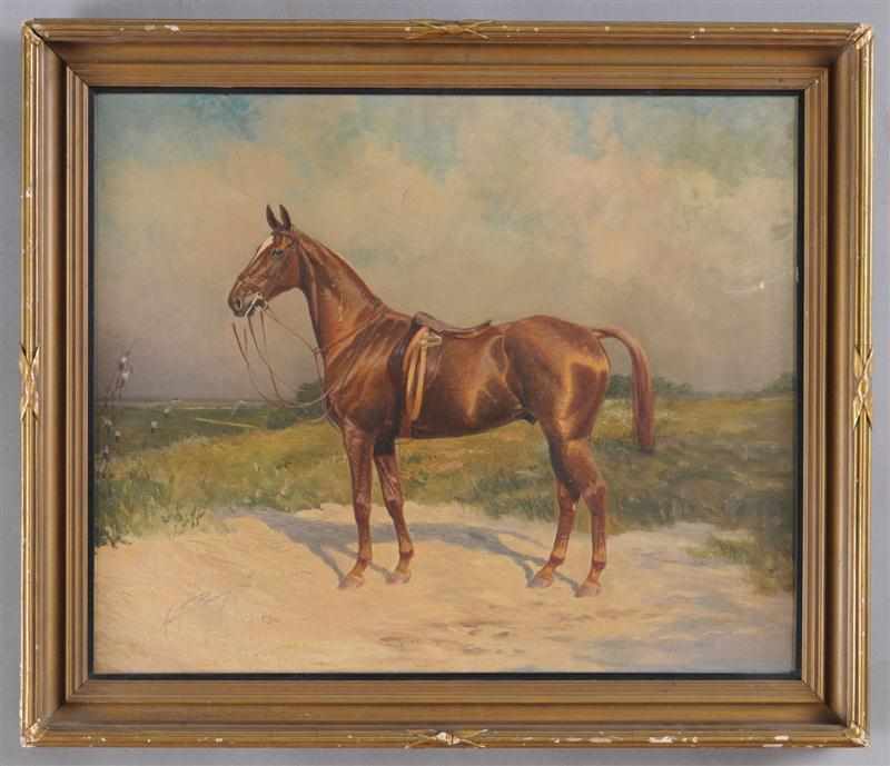 Appraisal: GEORGE F MORRIS - CHESTNUT HORSE WITH MARTINGALE AND SADDLE