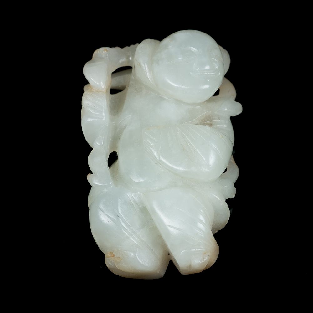 Appraisal: A JADE FIGURE CARVING Carved with a jade figure boy