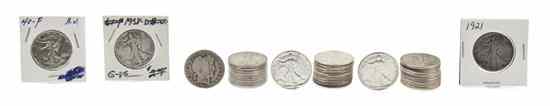 Appraisal: Thirty-Two U S Walking Liberty Silver Half Dollars comprising various