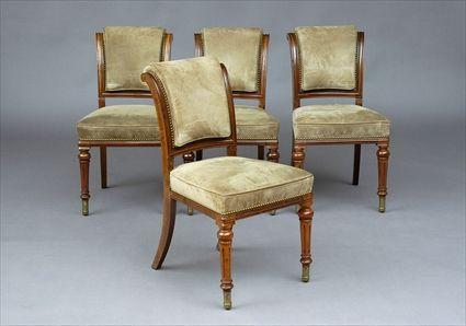 Appraisal: SET OF FOUR LATE REGENCY MAHOGANY AND SUEDE UPHOLSTERED SIDE