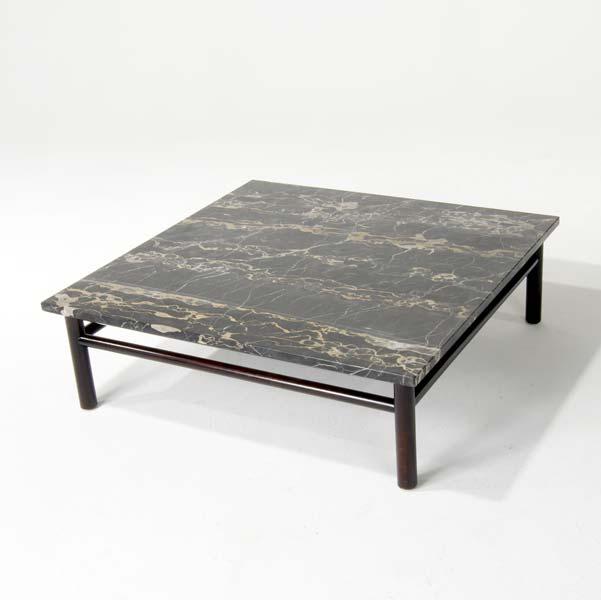 Appraisal: ROBSJOHN-GIBBINGS Coffee table with marble top on dark stained wooden