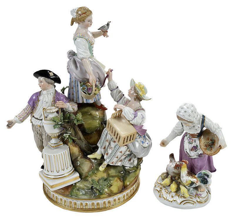 Appraisal: Two Meissen Porcelain Figural Groups German late th century hand