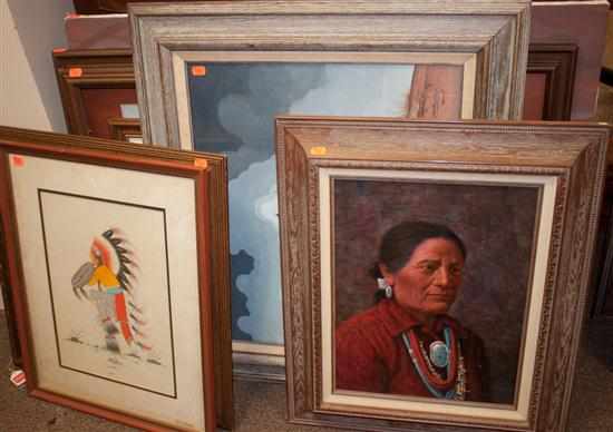 Appraisal: Ten assorted framed pictures prints watercolors subjects include native American