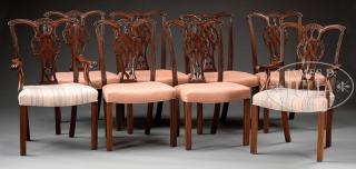 Appraisal: SET OF EIGHT BENCHMADE CARVED MAHOGANY CHIPPENDALE STYLE DINING CHAIRS