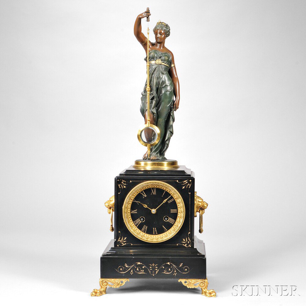 Appraisal: Guilmet Mystery Clock France c black marble base with incised