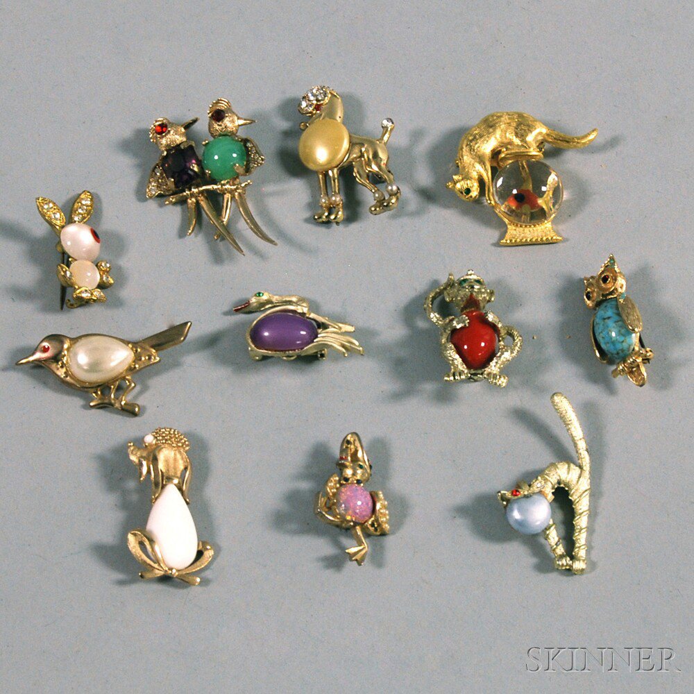 Appraisal: Small Group of Jelly Belly-type Brooches including a Trifari poodle