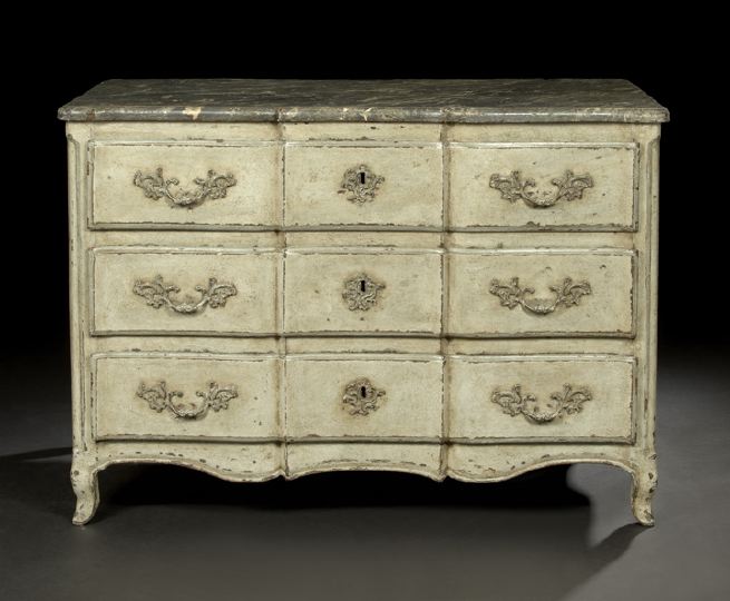 Appraisal: Louis XV-Style Polychromed and Faux-Marbre Commode early th century and