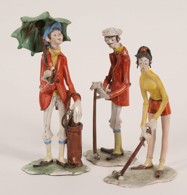 Appraisal: Italian ceramic golfers elongated figures in various poses Tallest H