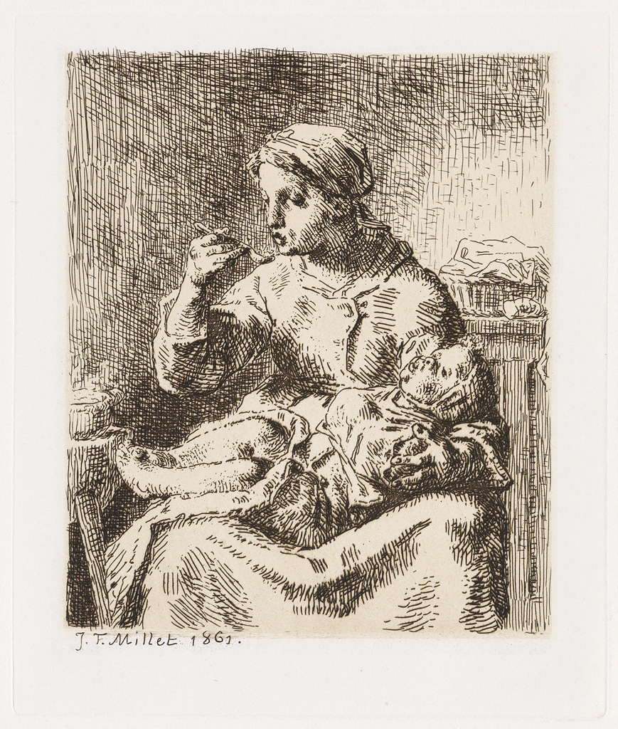 Appraisal: JEAN-FRAN OIS MILLET La Bouillie Etching printed in brownish black