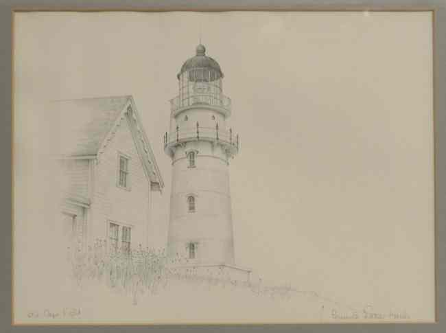 Appraisal: Drawing lighthouse ''Old Cape Light signed Eames Hanks'' Sight ''