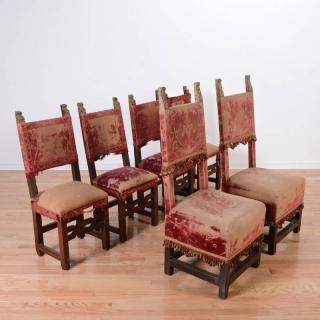 Appraisal: Assembled set Spanish Baroque side chairs th th c walnut