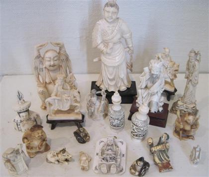 Appraisal: Approximatly fifteen Chinese and japanese ivory carvingsVarious sizes and forms