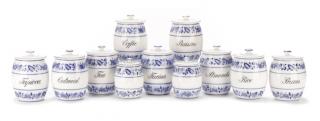 Appraisal: Piece German Porcelain Kitchen Canister Set German first half th