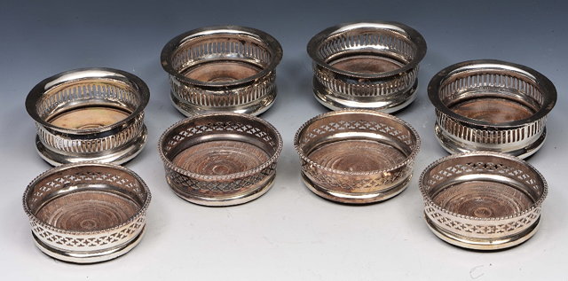 Appraisal: Small quantity of eight silver on copper coastersof circular form