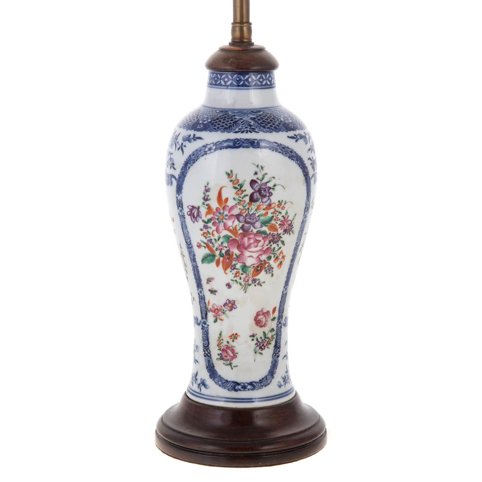 Appraisal: CHINESE EXPORT FAMILLE ROSE JAR LAMP Circa having true Fitzhugh