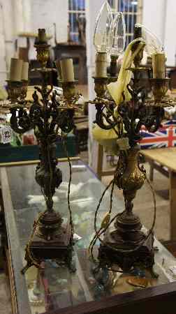 Appraisal: Pair large th Century Gilt Ormalou Candelabras on marble bases