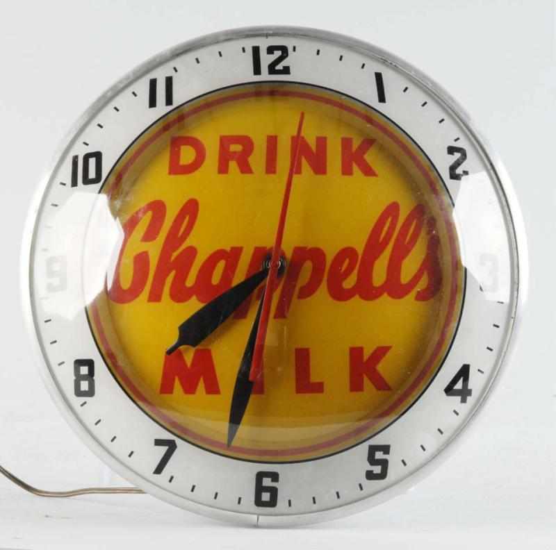 Appraisal: Chappell's Milk Electric Advertising Clock Description Working Condition Excellent Size