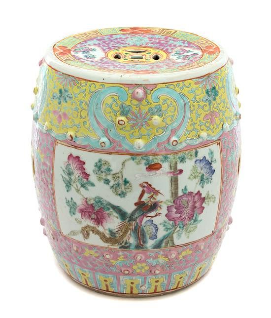 Appraisal: A Chinese Ceramic Garden Seat Height x diameter inches A